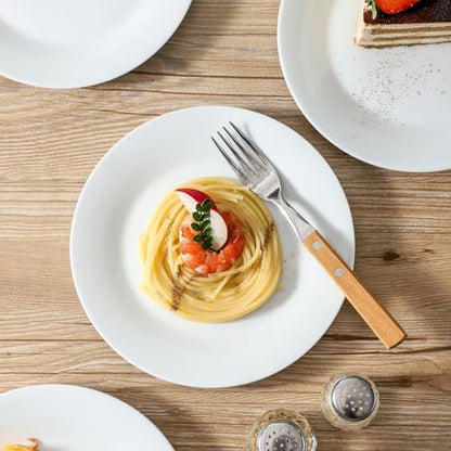 fMBB 4-Piece Salad Plates Set, 8 inch Ceramic Lightweight Round Plate Dessert Dish, Smooth Glaze - White Modern Dinnerware Set for Kitchen Serving - color: Round7.87"