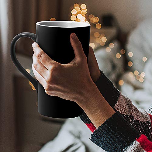 harebe 20 OZ Coffee Mug, Simple Large Tall Ceramic Cup, Smooth Ceramic Tea Cup for Office and Home, The Best Gift for Your Father, Husband And Friends, Big Capacity with Handle, Black - color: Black