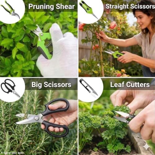 Bonsai Tools Set, 20-Piece Bonsai Tools Set with Waterproof Repotting Mat, Pruning Shears, Scissors & Training Wire - Indoor Gardening Starter Gifts for Women, Men & Beginners - color: Green