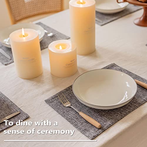 Home Brilliant Linen Placemats Set of 4 Heat Resistant Washable Placemats for Parties Buffet Dinner, 13 x 19 inches, Ash Grey - color: Ash Grey, size: Placemats 13" x 19", Set of 4