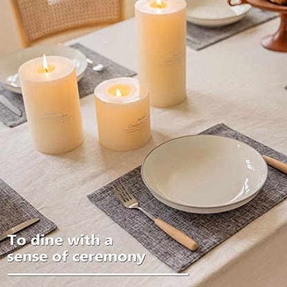 Home Brilliant Linen Placemats Set of 4 Heat Resistant Washable Placemats for Parties Buffet Dinner, 13 x 19 inches, Ash Grey - color: Ash Grey, size: Placemats 13" x 19", Set of 4