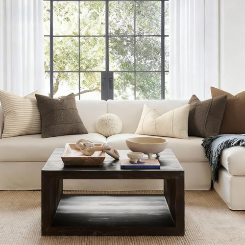 YCOLL Brown&Beige Textured Boucle Throw Pillow Covers