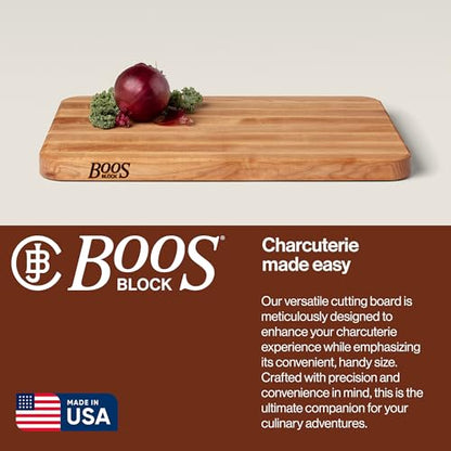 John Boos Chop-N-Slice Series Rectangular Maple Cutting Board, 20" x 14" x 1.25", 10 lb – Reversible Edge-Grain Butcher Block with Finger Grips, Made in the USA - size: 20"L x 14"W