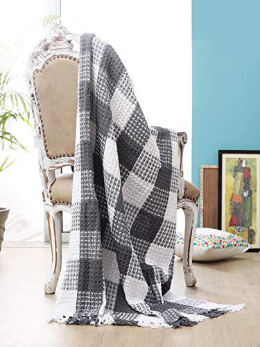 Baffalo Check Cotton Throw 50X60- Charcoal/Wht - color: Charcoal White Buffalo Check