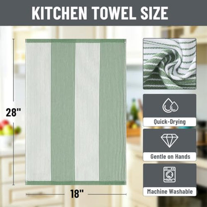 Homaxy Premium 100% Cotton Kitchen Towels 18"x28", 4 Pack, Green | Large Kitchen Hand Towels, Soft and Absorbent Tea Towel, Dish Towels with Hanging Loops - color: Grass Green, size: 18 x 28 - 4 Pack