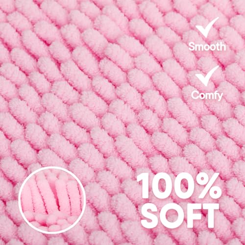 Pink Bathroom Rugs Sets 3 Piece Washable, Luxury ，Chenille Bath Mat Set, Soft Plush Anti-Slip Rectangular Bath， Rug Super Absorbent.3 Pieces Bathroom (Pink, 32"x20"+24"x16"+U Shape 20"x20") - color: Pink, size: 32"x20"+24"x16"+U Shape 20"x20"