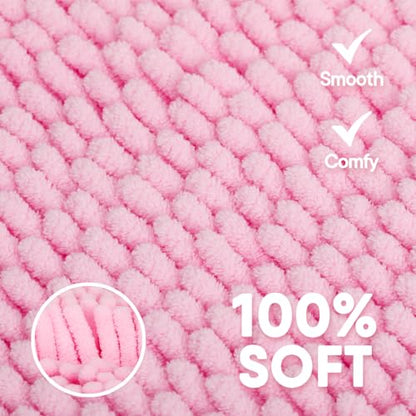 Pink Bathroom Rugs Sets 3 Piece Washable, Luxury ，Chenille Bath Mat Set, Soft Plush Anti-Slip Rectangular Bath， Rug Super Absorbent.3 Pieces Bathroom (Pink, 32"x20"+24"x16"+U Shape 20"x20") - color: Pink, size: 32"x20"+24"x16"+U Shape 20"x20"