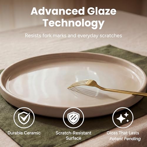 SMIRLY Stoneware Dinnerware Set for 4, 12 pcs Plates and Bowls Set, Cream | Chip and Scratch Resistant, Microwave, Dishwasher & Oven Safe, Non Toxic Plates Set, Ceramic Dish Set for Everyday Meal - color: Cream White