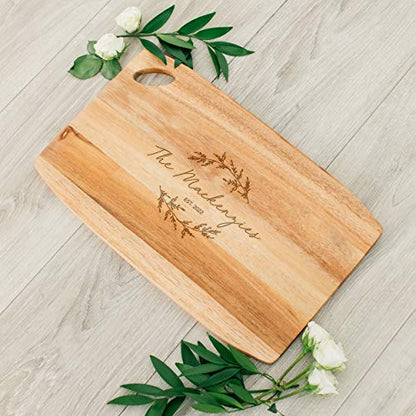 Weddingstar Personalized Wooden Rounded Rectangle Cutting Board or Serving Board 16" x 10" - Signature Script Etching - color: Signature Script, size: 16"L x 10"W