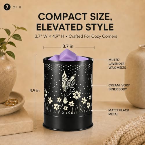 nawaza Wax Melts Warmer 2-in-1 Electric LED Burner Hummingbird | Scented metal wax warmer,hummingbird design,home decor,LED ambient fragrance burner - style: Hummingbird