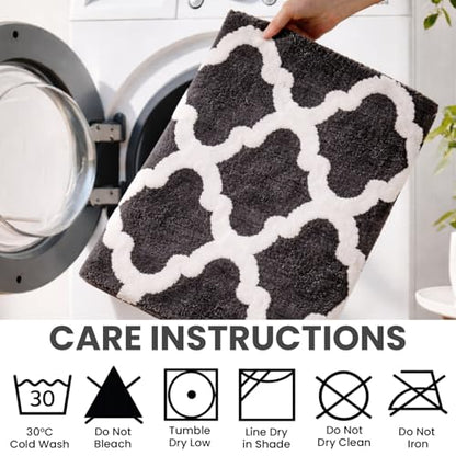 C23 Bathroom Rug Set of 2 (20"x32" & 16"x24") - 2200 GSM Ultra-Absorbent Plush Bath Mats Grey & White - color: Charcoal /White