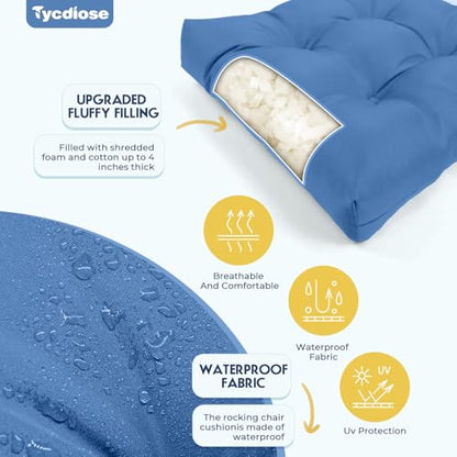 All Weather Outdoor Wicker Chair Cushions of 3 Pieces, Waterproof Outdoor Wicker Chair Cushion for Patio Furniture Loveseat Settee Bench, 1 Loveseat and 2 U-Shaped Cushions, Royal Blue - color: Royal Blue