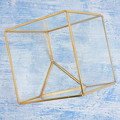 Geometric Glass Planter Gold Terrarium Container Home Desktop Decoration