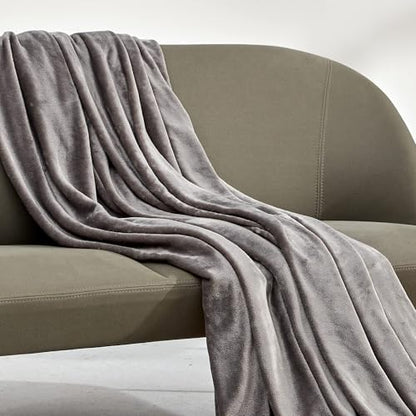 SLEEP ZONE Grey Fleece Blanket Super Soft Cozy Throw Flannel Blanket, Lightweight Comfy Fuzzy Blanket Plush Throw Blankets for Couch, Sofa, Bed, Camping, Travel, 90x90Inches - color: Grey, size: Full/Queen (90x90 inches)
