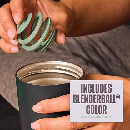 BlenderBottle Tumbler 2-in-1 Stainless Steel Shaker Bottle 24 oz, Midnight | Leak-Proof with Straw Removed | Blenderball Whisk Technology | Sip or Chug Spout | Protein | Greens | Hydration - color: Midnight, size: 24 Ounces