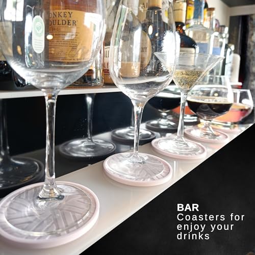Silicone Drinks Coasters Set of 6 - with Smart, Modern Groove Patterns & Gold Holder Protecs Your cofee Table from Condensation Cups, muggs Home, Office, bar Decor - Lavander White - color: Lavander White