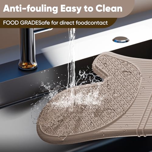 Silicone Oven Mitts, Heat Resistant Oven Gloves with Quilted Liner, Waterproof & Non-Slip Kitchen Mittens for Baking Cooking BBQ, 500°F, 12.5"-Milkshake Beige - color: Milkshake Beige