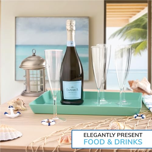 US Acrylic Coastal Plastic Serving Trays (Set of 4) 15” x 10” | Large Unbreakable Reusable Rectangular Party Platters | Serve Appetizers, Fruit, Veggies, & Desserts | BPA-Free & Made in USA - color: Coastal, size: 15" x 10"