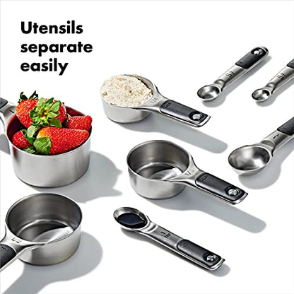 OXO Good Grips Stainless Steel Measuring Cups and Spoons 8-Piece Set,4 Cups and 4 Spoons,(Pack of 2) - size: 8 count (pack of 2), style: Set