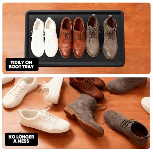 Rubber Boot Tray, Shoe Tray for Entryway, Multipurpose Boot Mat, Shoe Mat Indoor and Outdoor, 16x27.5,Black - size: 16" x 27.5"