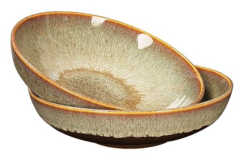 Large Pasta Bowls 56 Oz, soup bowl soup plate, Set of 2, Serving, Salad, Dinner, deep Plate/Wide Bowl, Microwave, Oven, Dishwasher Safe Kitchen Dinnerware, Modern Porcelain Dishes 10 inch - color: Brown Reactive Color, size: 10 Inch without embossed lion