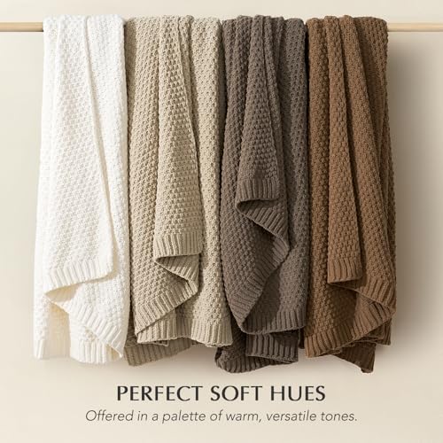 EVERGRACEHOME Chunky Chenille Knit Throw Blanket, 50 x 60, Camel Brown | Sculpted Moss Stitch, Chic Modern Farmhouse, All-Season Warmth, OEKO-TEX® Certified, Elegant Blanket for Couch, Bed, Sofa - color: Camel Brown, size: 50" X 60"