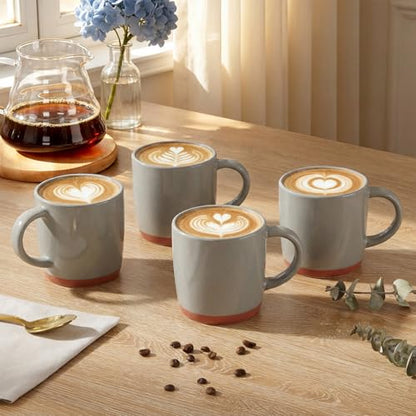 E-far Ceramic Coffee Mug Set of 4, 12oz Stoneware Coffee Cup with Handle, Porcelain Tea Cups, Modern Farmhouse Latte Mug Gift Set for Women & Men, Microwave Safe, Speckled Khaki - color: Speckled Khaki