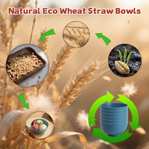 Small Bowls Microwave Safe,Wheat Straw Bowls Set of 6,10oz Blue Bowls | Snack Bowls Alternative Handy Plastic Bowls Reusable, Unbreakable Ice Cream Bowls for Snack, Candy, Dessert - color: Blue, size: 10oz