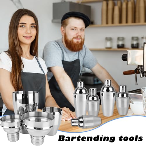 10 Pcs Bar Cocktail Shaker Professional Stainless Steel Cocktail Mixer Built-in Strainer for Home Bar Party Drink Mixing Tool (8 oz/ 18.6 oz) - size: 8 oz/ 18.6 oz