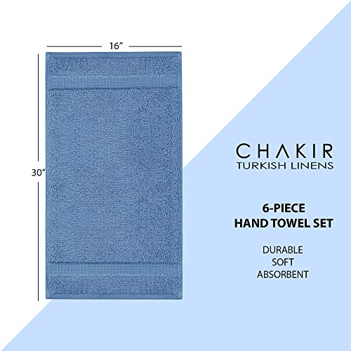 Chakir Turkish Linens | Hotel & Spa Quality 100% Cotton Premium Turkish Towels | Soft & Absorbent (6-Piece Hand Towels, Wedgewood) - color: Wedgewood
