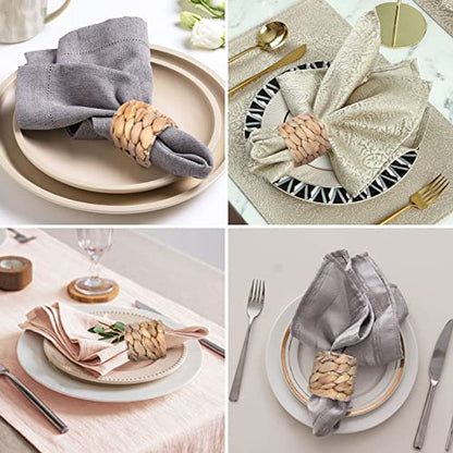 APTWOW Rustic Napkin Rings Set of 12, Hand-Woven Farmhouse Fall Napkin Rings, Holiday Party, Christmas, New Year Eve, Thanksgiving Dinnerware, Easter Napkins Rings - size: 12
