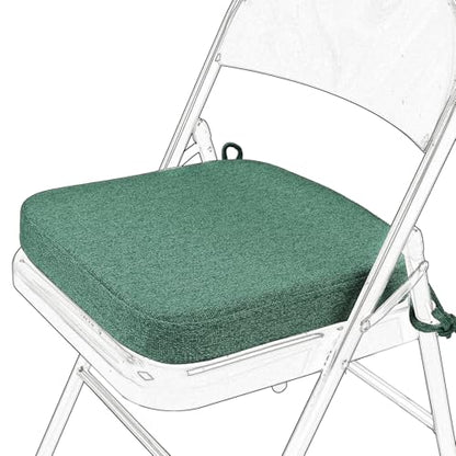 SINOSSO Memory Foam Chair Cushion for Folding Chair 1 Pcs, Thickened 2" Square Kitchen Chair Pad with Ties, Indoor Non-Slip Dining Chair Seat Cushion (1 Piece, Green) - color: Green