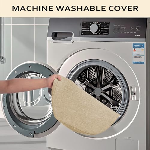 ELFJOY Non-Slip Chair Cushions for Dining Chairs Beige 16.7"x16" | 4 Pack, with Ties and Washable Cover, U Shape, Breathable Fabric, for Kitchen Dining Office Folding Chairs，Comfortable - color: Beige