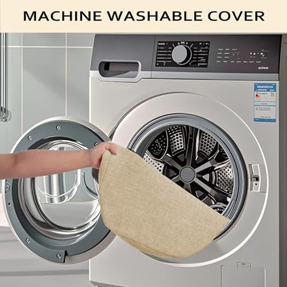 ELFJOY Non-Slip Chair Cushions for Dining Chairs Beige 16.7"x16" | 4 Pack, with Ties and Washable Cover, U Shape, Breathable Fabric, for Kitchen Dining Office Folding Chairs，Comfortable - color: Beige