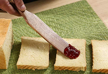 MESSON Wooden Spatulas Set of 5, Teak Wood Spurtles for Nonstick Cookware | Teak Wood, Heat Resistant, Lightweight, Nonstick Safe, for Instant Pot Baking & Stirring, Easy Grip Handle with Hanging Hole