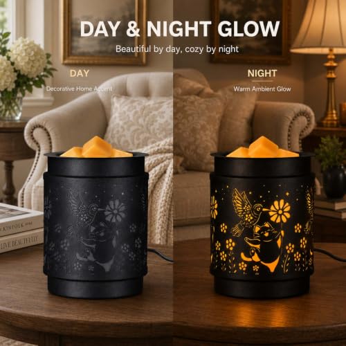 mocosa Metal Wax Melt Warmer Electric Candle Fragrance Burner | Oil Burner 2 in 1，Gifts for Women，Mother's Day，for Home Office Bedroom，Hummingbird Decorations - style: Hummingbird + Cat