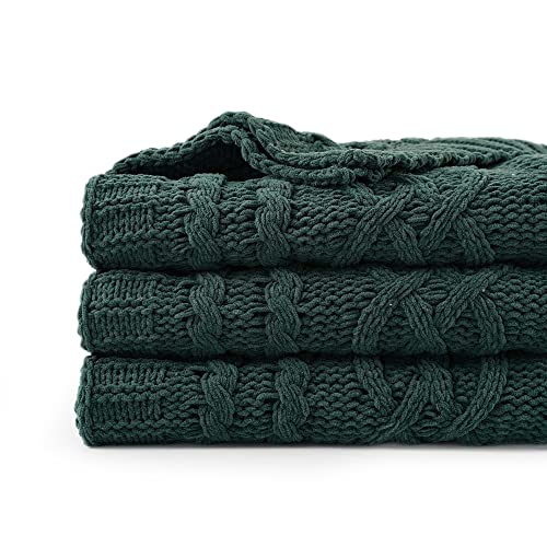Battilo Christmas Dark Green Throw Blanket for Couch, Woven Chenille Knit Throw Blanket Versatile for Chair, 51 x 67 Inch Super Soft Warm Decorative Textured Blanket for Bed, Sofa and Living Room - color: Christmas Green