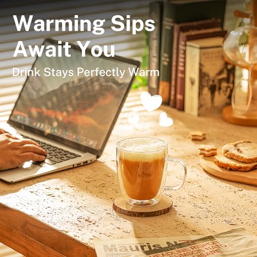 Sweese 12.5 oz Double Wall Glass Coffee Mugs Set of 2 - Insulated for Espresso, Latte, Tea Beverages - style: set of 2