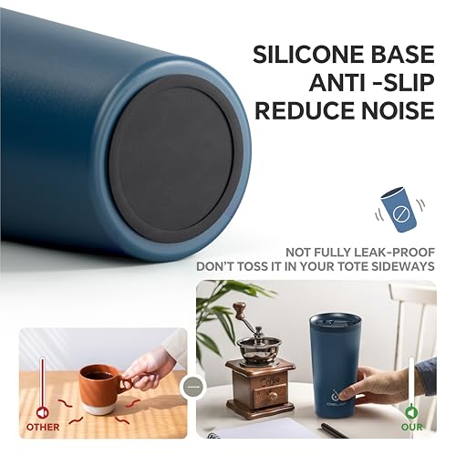 Ideus 17 oz Travel Coffee Mug, Double Wall Vacuum Stainless Steel Insulated Coffee Tumbler With Lid, Splash-Proof & Cup Holder Friendly, Keeps Drinks Hot/Cold, Dishwasher Safe, Navy - color: Midnight Blue