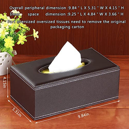 High-end Fashion Pu Leather Tissue Box Holder Business Black,Rectangular Tissue Box Cover,Napkin Holder Drawer Paper Dispenser,Home Office car Tissue Holder with Magnetic Bottom (Brown) - color: Brown