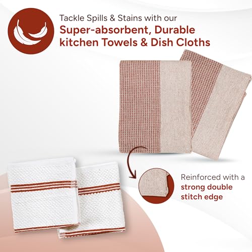 Casa Platino Potholders for Kitchens, 8-Piece – 500°F Heat Resistant Oven Mitts and Pot Holders, Mini Oven Mitt with Silicone Grip, 2 Kitchen Towels & 2 Dish Cloths – Durable & Non-Slip – Canyon Rose - color: 10: Oven Mitts - Canyon Rose, size: Oven Mitt