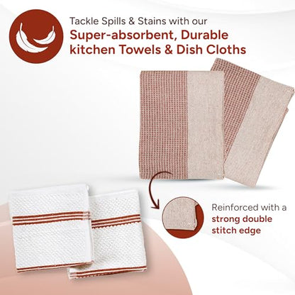 Casa Platino Potholders for Kitchens, 8-Piece – 500°F Heat Resistant Oven Mitts and Pot Holders, Mini Oven Mitt with Silicone Grip, 2 Kitchen Towels & 2 Dish Cloths – Durable & Non-Slip – Canyon Rose - color: 10: Oven Mitts - Canyon Rose, size: Oven Mitt