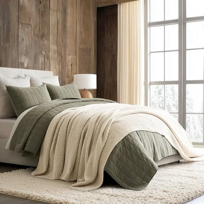 EVERGRACEHOME Chunky Chenille Knit Throw Blanket, 90 x 90, Beige | Sculpted Moss Stitch, Chic Modern Farmhouse, All-Season Warmth, OEKO-TEX® Certified, Oversized Queen for Couch, Bed, Sofa - color: Beige, size: 90" X 90"