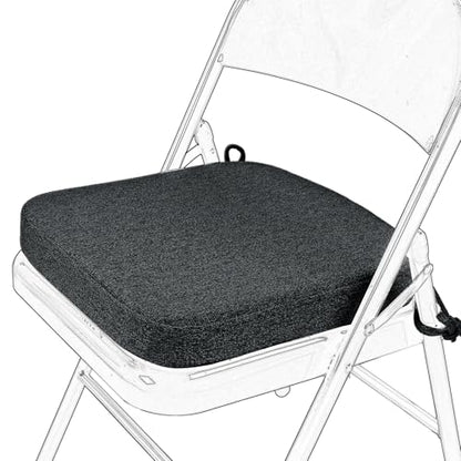 SINOSSO Memory Foam Chair Cushion for Folding Chair 1 Pcs, Thickened 2" Square Kitchen Chair Pad with Ties, Indoor Non-Slip Dining Chair Seat Cushion (1 Piece, Black) - color: Black