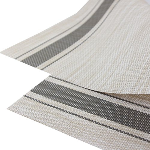 Placemats for Dining Table Set of 6 Washable Plastic Table Mats Kitchen Table Mats Easy to Clean PVC Placemat (Gray) - color: Gray, size: placemats set of 6