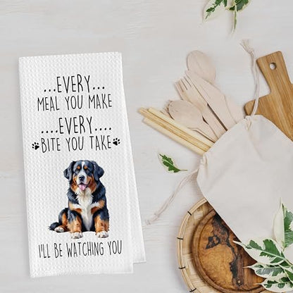 Gqtt Bernese Mountain Dog Dish Towels Set - Funny Dog Gifts, Decorative Waffle Kitchen Towels, Hand Tea Towels (1624 Inches, Set of 2) - color: Bernese Mountain