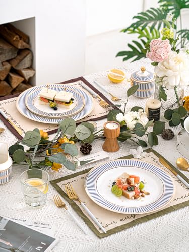 CwlwGO-10 Inch Bone China Salad Plates Sets of 4 Modern Elegant Round Dishes Dessert Plate Set Dinnerware Dish Serving Plates for Kitchen, Not Suitable for Microwave. - size: 10