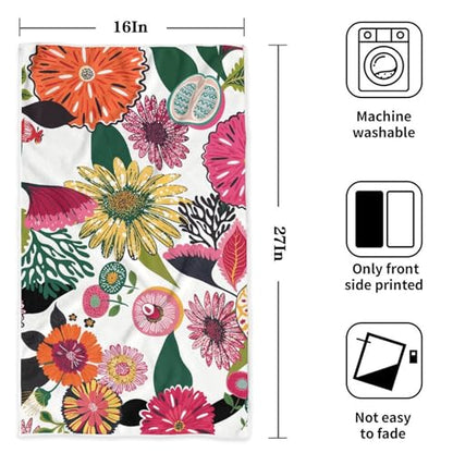 Boho Floral Hand Towel Set of 2, Soft Absorbent Decorative Towels with Botanical and Butterfly Print for Home, Hotel, Spa, Gym, Kitchen, 28x14 Inches Flower-1