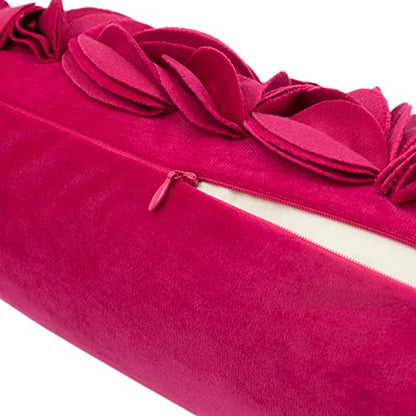 KINGROSE 3D Flower Cushion Cover Home Decorative Throw Pillow Cover Rectangular Pillowcase Sham for Couch Bed Living Room Sofa 12 x 20 Inches Velvet Rose Red | Rectangular Pillowcase, Home Decorative Throw Pillow Cover, For Couch Bed Living Room Sofa Summ