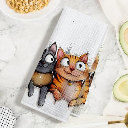Jztco 2 Pcs Cute Cat Kitchen Towels, Cats Gifts Soft Absorbent Hand Towel - color: Multi 1431
